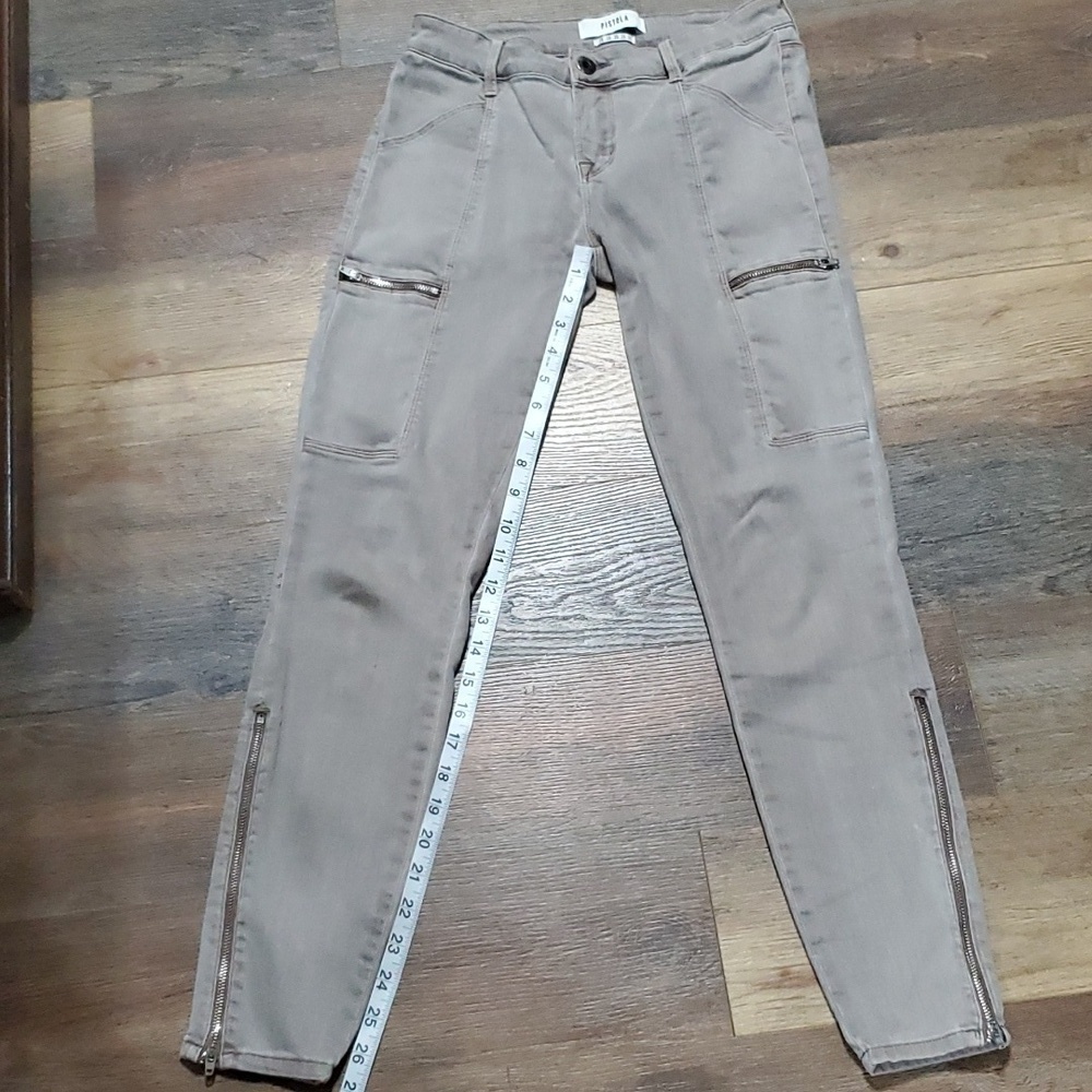 Pistola zippered skinny grey jeans euc